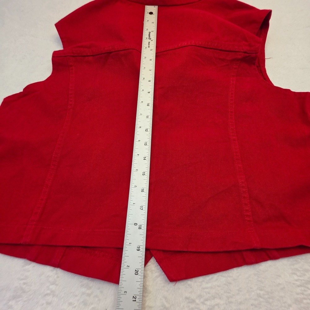Vintage WATCH L.A. Red Denim Vest Womens 4XL USA Made Cotton Button Front - Picture 5 of 7